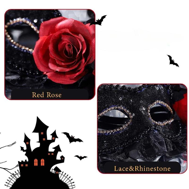 Black flower mask lace masquerade mask, prom party, suitable for women