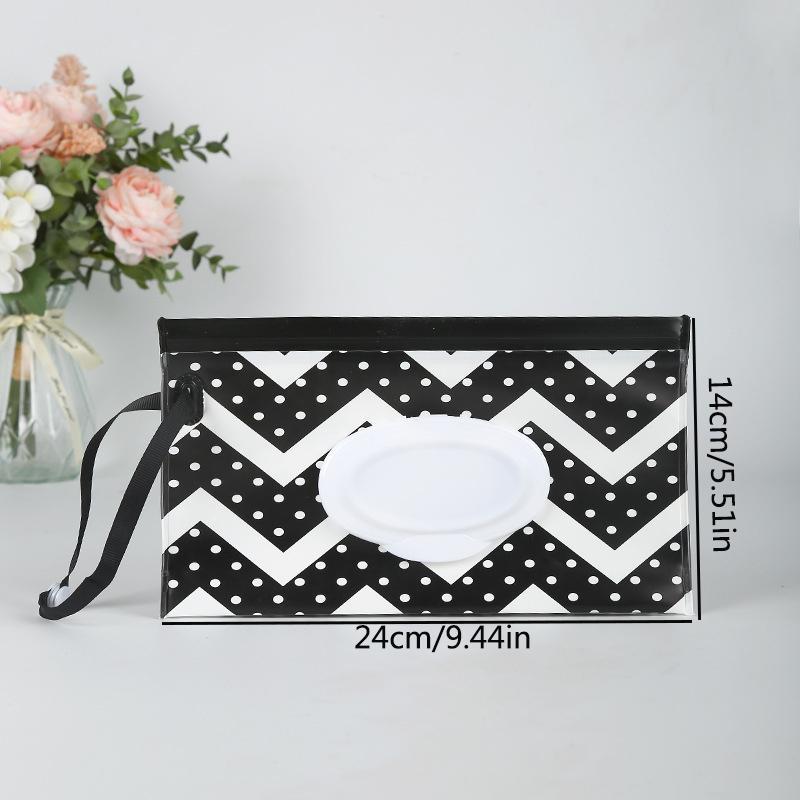 Geometric Pattern Tissue Box, 1 Count Portable Travel Toiletry Bag, Plastic Wet Wipes Bag