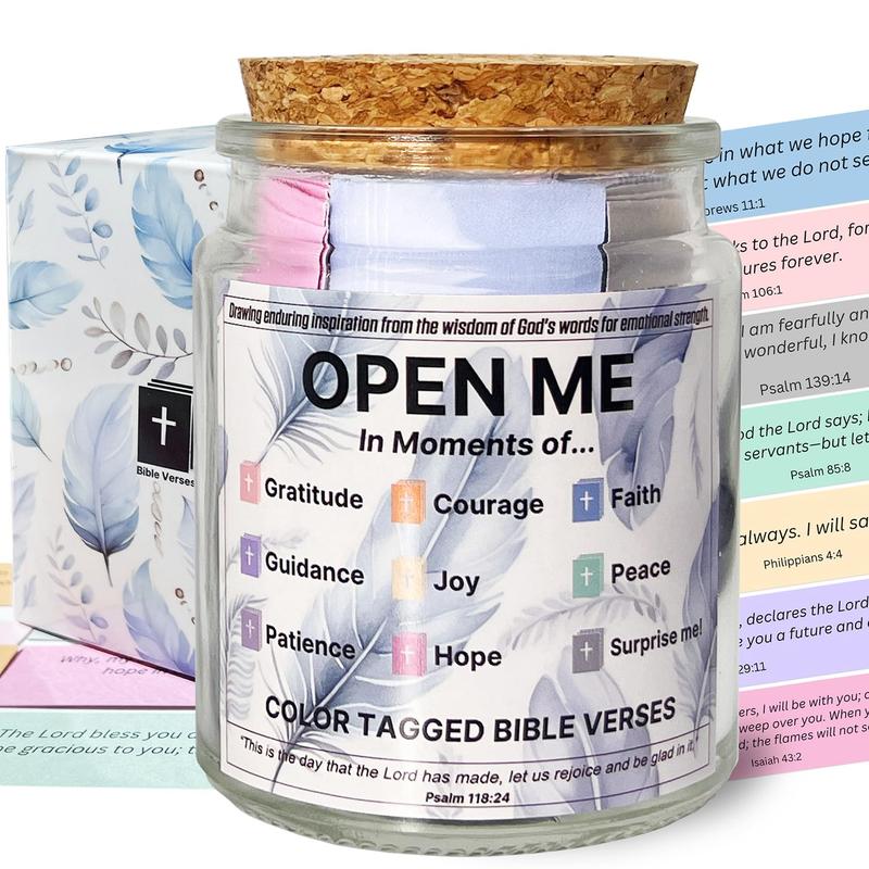 Bible Verse Jar, Christian Gifts for Women Men, Bible Verses for Emotions and Feelings, Daily Scripture Prayer Hope Jar, Bible Journaling Kit