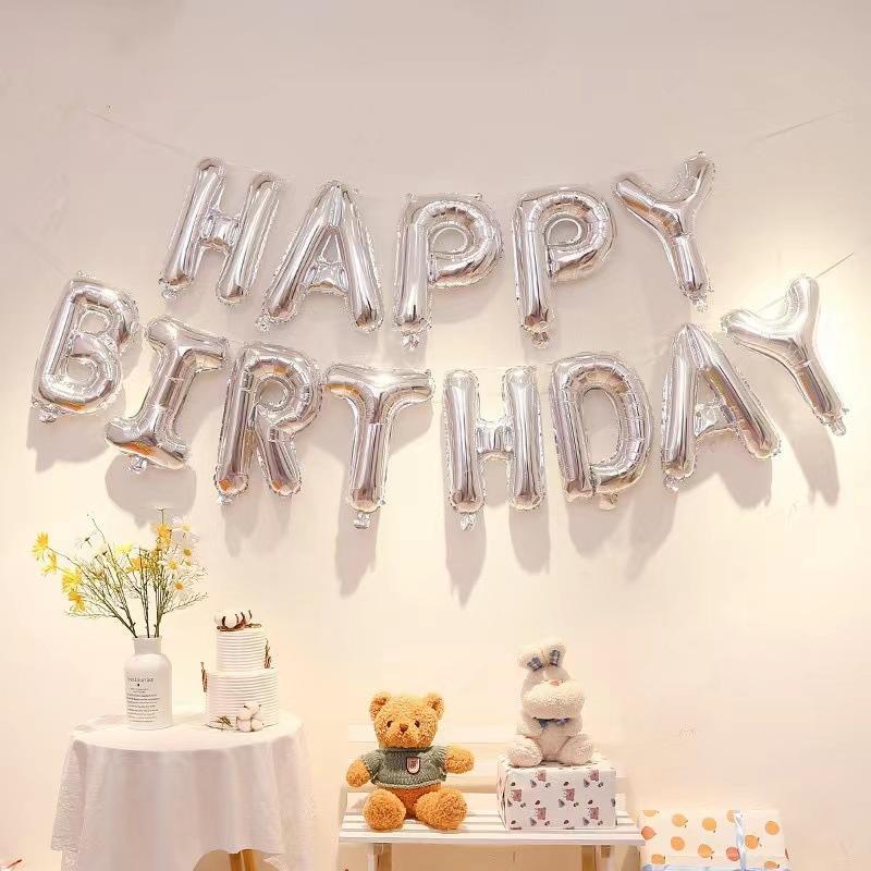 Happy Birthday Letter Balloon Set, 1 Set Letter Birthday Themed Balloon, Party Decor Supplies for Birthday Celebration