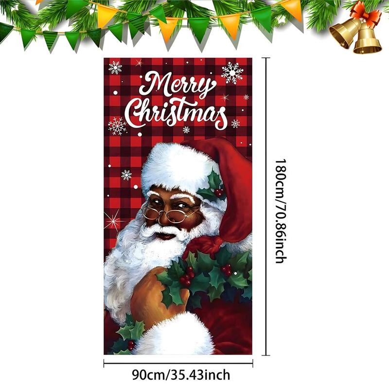 Merry Christmas Door Banner, 1 Count Santa Claus Pattern Door Hanging Banner with 4 Grommets, Festive & Party Supplies for Home Living Room Bedroom