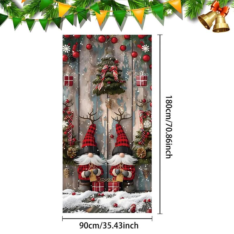 Christmas Eve Themed Door Banner, 1 Count Vintage Door Hanging Banner with 4 Grommets, Festive & Party Supplies for Home Living Room Bedroom