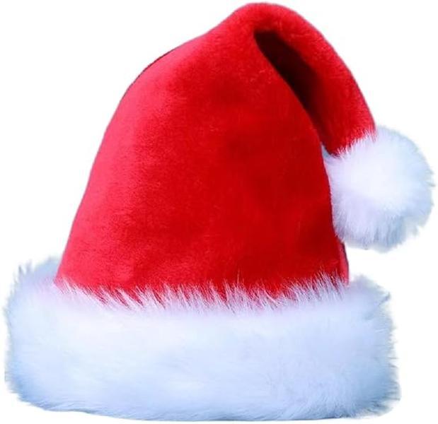 Santa Hat for Kids Christmas Hats, Plush Xmas Party Hat Luxury Santa Claus Hat, Velvet Classic Fur Santa Outfit