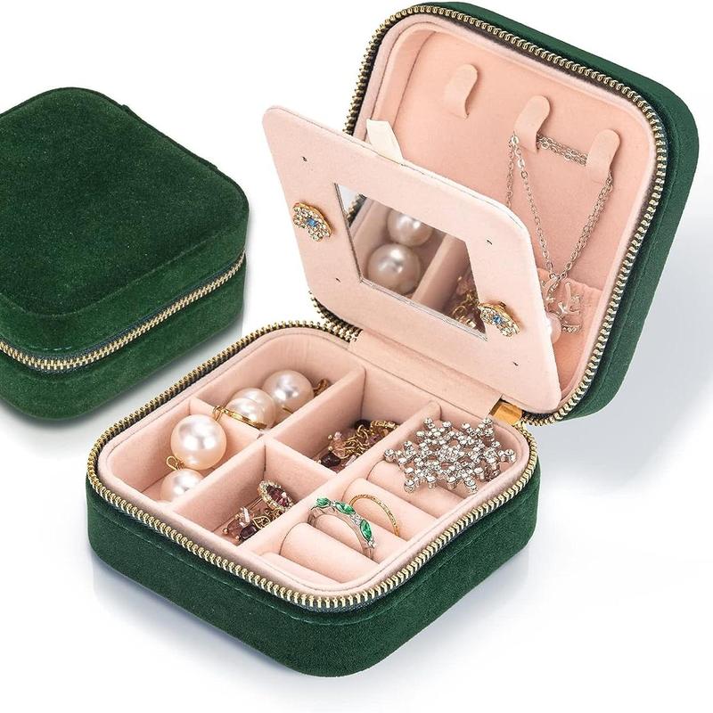 Portable Jewelry Storage Box, 1 Count Square Shaped Travel Jewelry Organizer with Mirror, Dustproof Jewelry Storage Box