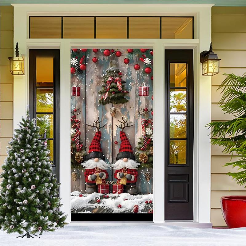 Christmas Eve Themed Door Banner, 1 Count Vintage Door Hanging Banner with 4 Grommets, Festive & Party Supplies for Home Living Room Bedroom