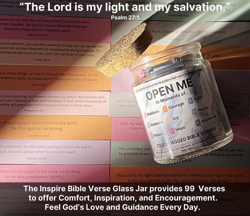 Bible Verse Jar, Christian Gifts for Women Men, Bible Verses for Emotions and Feelings, Daily Scripture Prayer Hope Jar, Bible Journaling Kit