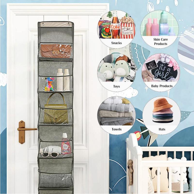 Multi-layer Storage Hanging Bag, 2 Counts Door Back Multi-functional Fabric Hanging Bag, Transparent Visible Multi-functional Bag Storage Bag
