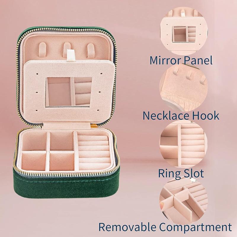 Portable Jewelry Storage Box, 1 Count Square Shaped Travel Jewelry Organizer with Mirror, Dustproof Jewelry Storage Box