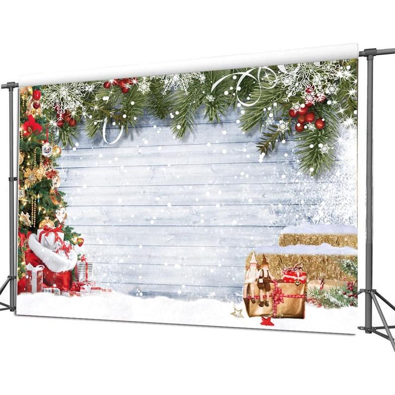 7x5ft Christmas Backdrop Christmas Rustic Wood Photography Backdrop Xmas Tree Snow Wall Background Xmas Party Supplies Family Boys Girls Party Banner Decorations Backdrops CY191