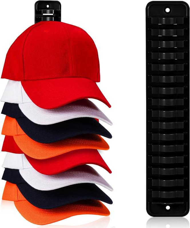 Baseball Cap Storage Solution: One Pack of Adhesive Hat Hooks for Wall, Cap Rack Holds Up to 16 Hats, Ideal for Displaying and Organizing Hats on Doors or in Closets, Patent Pending