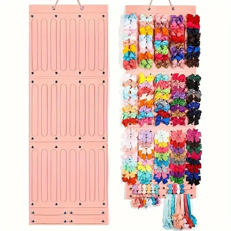 Hair Bows Organizer, 1 Count Hanging Hair Clip Bows Holder Organizer, Large Capacity Storage, Hair Accessories for Room Wall Door Decor