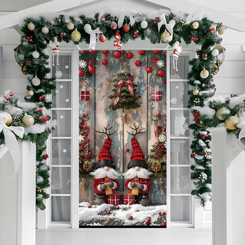 Christmas Eve Themed Door Banner, 1 Count Vintage Door Hanging Banner with 4 Grommets, Festive & Party Supplies for Home Living Room Bedroom