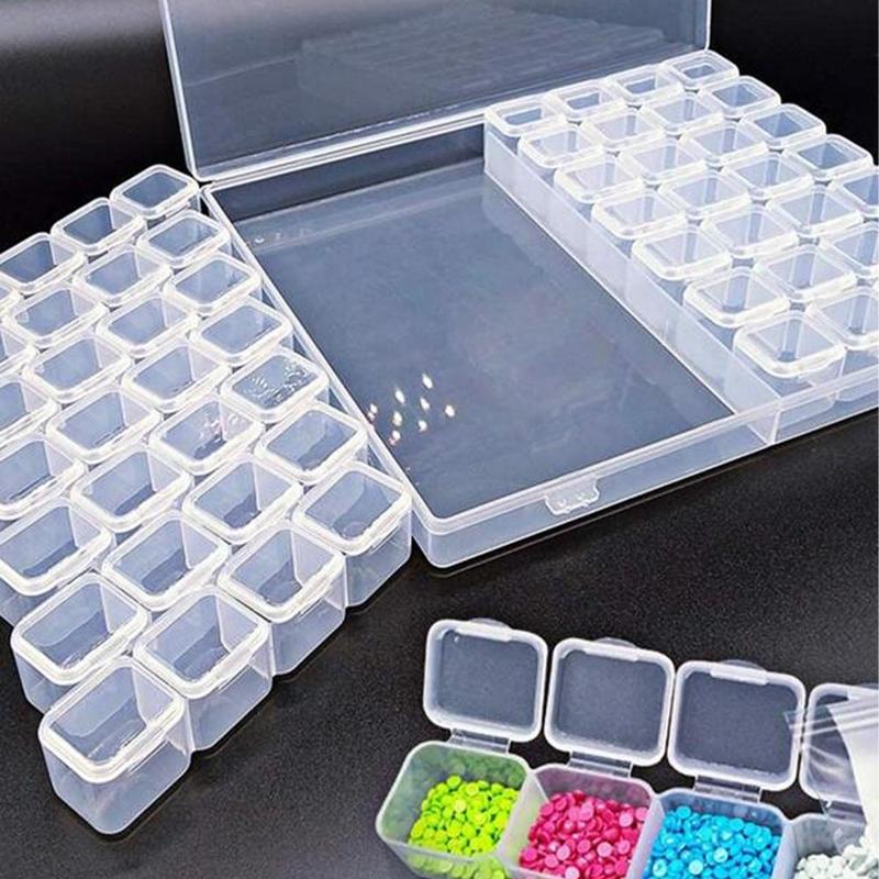 56-grid Transparent Plastic Storage Box, 1 Count Dustproof Multi-grid Jewelry Organizer, Desktop Storage Container For Jewelry DIY Craft