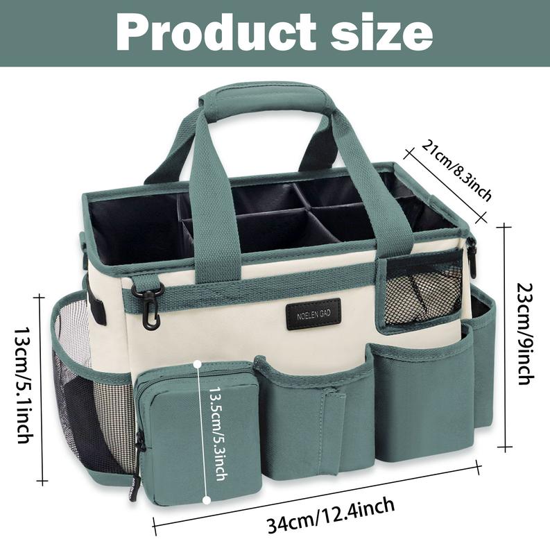 Green cleaning bag portable large capacity storage cleaning supplies handbag adjustable waterproof cleaning storage bag Organiser Aluminium