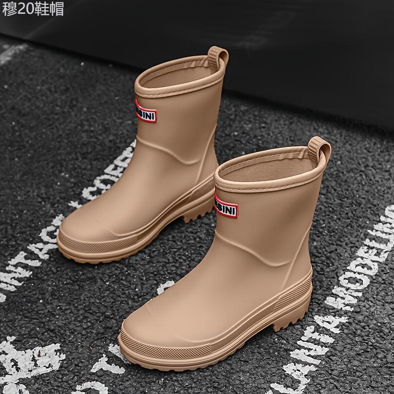 Fashion Solid Color Waterproof And Non-slip Rain Boots, Comfortable Medium Tube Rain Boots, Women's Footwear