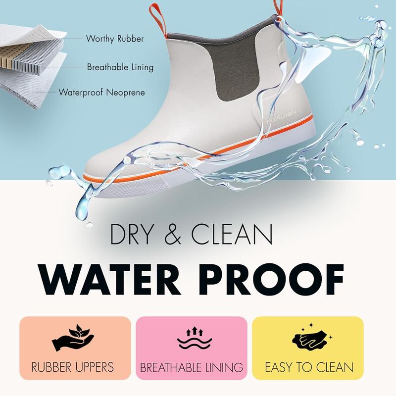 Women's Deck Boots Ankle Rain Boots Fishing Boots Rubber Waterproof Slip-Resistant Outdoor Work Shoes