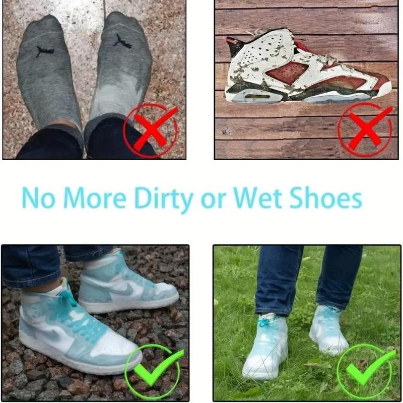 Silicone Waterproof Shoe Cover, 1 Pair Durable Thick Reusable Non-slip Rain Boots, Rainy Day Shoe Cover for Outdoor Use, Travel Essentials