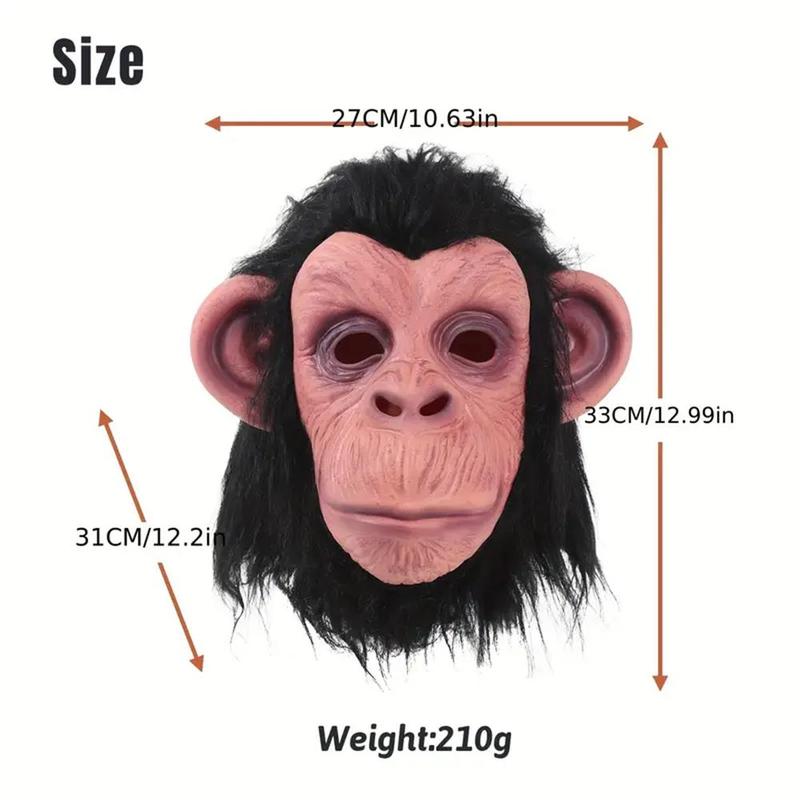 Halloween Monkey Face Latex Mask, 1 Count Funny Animal Full Face Headgear, Halloween Decor Halloween Cosplay Props for Party, Festive & Party Supplies