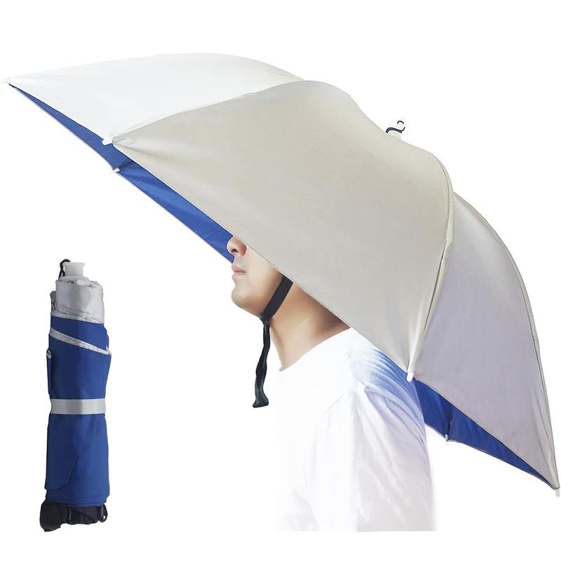 Uv Protection Umbrella Hat, Hands Free Adjustable Umbrella Cap, Sun Protection Folding Umbrella Hat for Fishing, Golf, Camping, Hiking, Beach, and Gardening, Beach Umbrella Summer Umbrella, Fishing Accessories