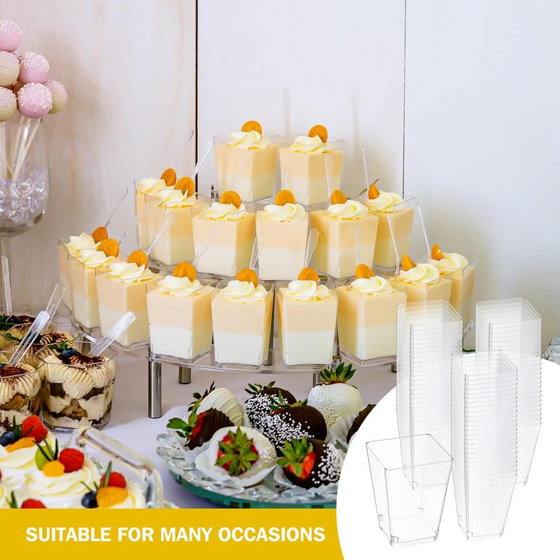 tchrules 50 Sets of Plastic Charcuterie Cups with Sticks Clear Appetizer Cups with Cocktail Picks Disposable Dessert Cups Fruit Cups for Party Wedding