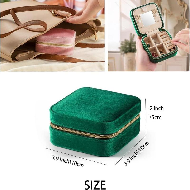 Portable Jewelry Storage Box, 1 Count Square Shaped Travel Jewelry Organizer with Mirror, Dustproof Jewelry Storage Box