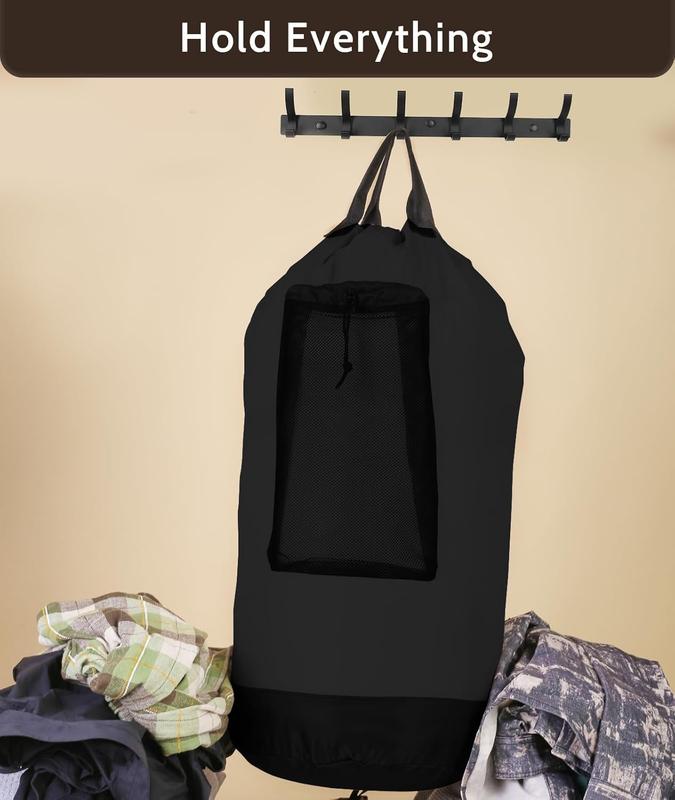 Laundry Bag Backpack, Laundry Bag with Straps, College Laundry Backpack Extra Large Heavy Duty, Waterproof Dirty Laundry Hamper Bag with 3 Pockets, Portable for Dorm, Apartment, Travel