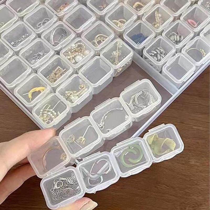 56-grid Transparent Plastic Storage Box, 1 Count Dustproof Multi-grid Jewelry Organizer, Desktop Storage Container For Jewelry DIY Craft