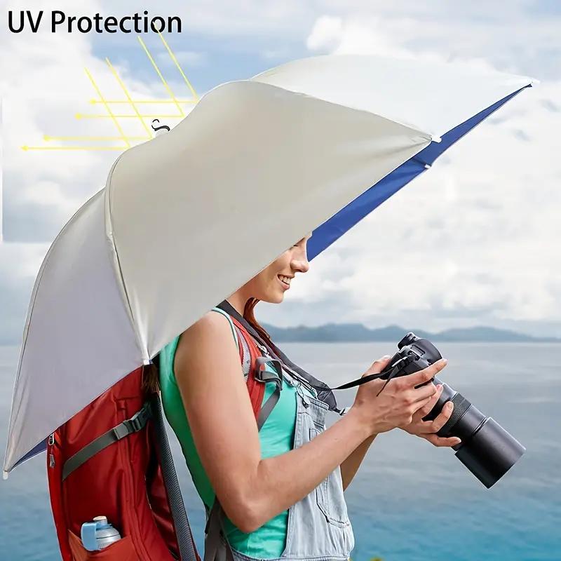 Uv Protection Umbrella Hat, Hands Free Adjustable Umbrella Cap, Sun Protection Folding Umbrella Hat for Fishing, Golf, Camping, Hiking, Beach, and Gardening, Beach Umbrella Summer Umbrella, Fishing Accessories