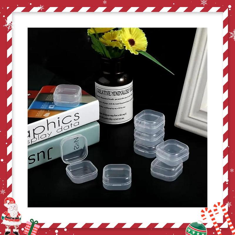 10pcs Clear Plastic Jewelry Bead Storage Box, Mini Small Item Storage Container With Flip Lid, Portable Travel Pill Box