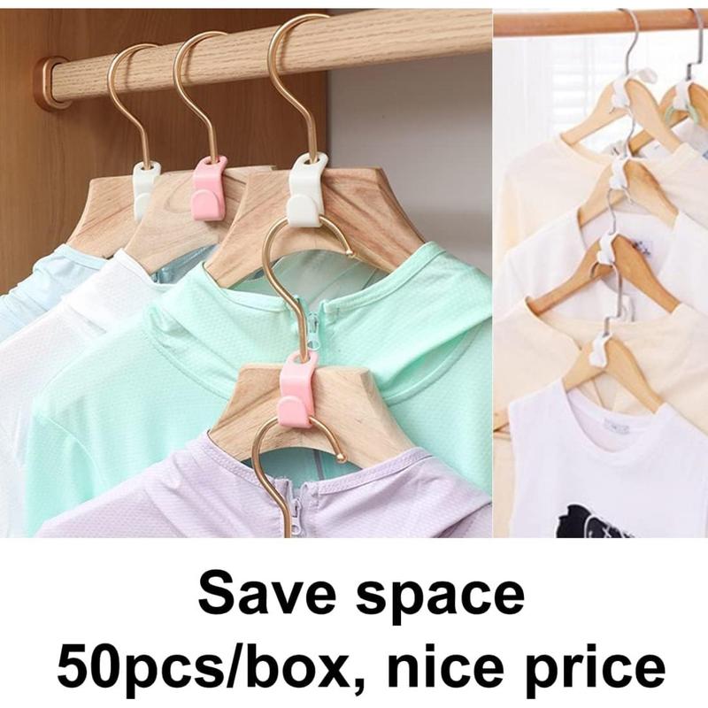 50 Pack Hanger Hooks for Plastic Hanger Clips for Clothes Space Saving Hangers for Clothes Closet Hangers Space Saver Hangers