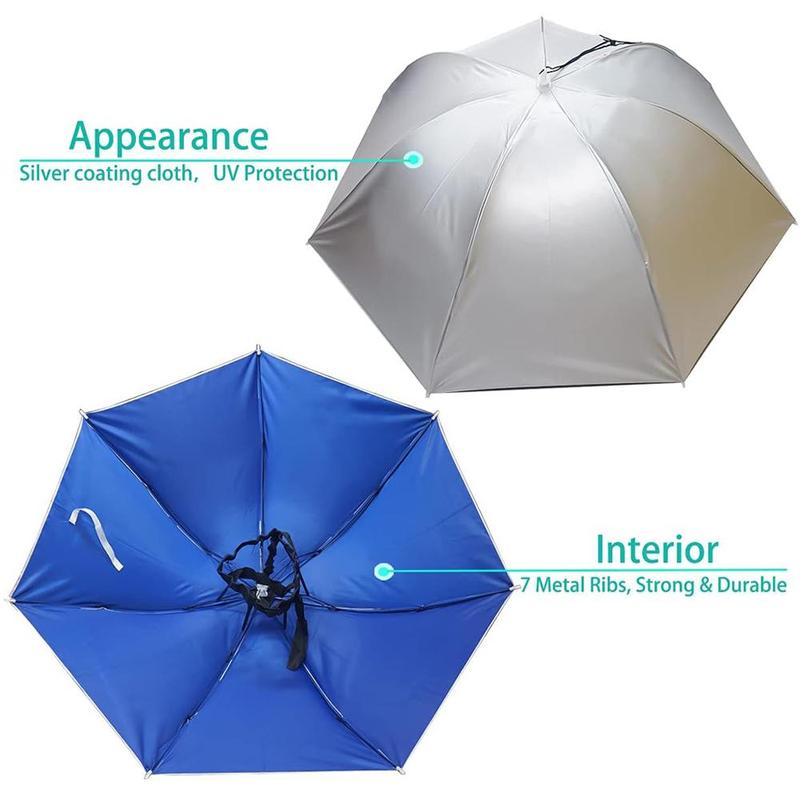 Uv Protection Umbrella Hat, Hands Free Adjustable Umbrella Cap, Sun Protection Folding Umbrella Hat for Fishing, Golf, Camping, Hiking, Beach, and Gardening, Beach Umbrella Summer Umbrella, Fishing Accessories