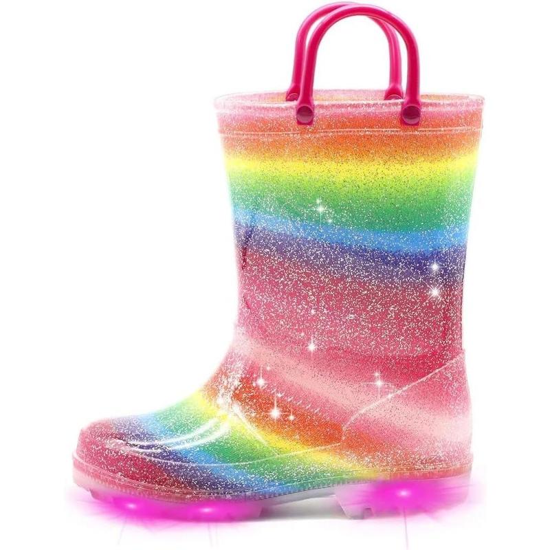 Waterproof Light Up Rain Boots Patterns and Glitter Boots with Handles