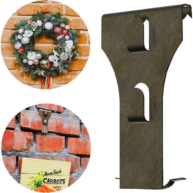 Brick Hook Clips (4 Pack) - Require More Than 1 8” Brick Wall Cement Gap Fits 2-1 4 to 2-2 5 Inch Bricks Outdoor Brick Hangers Wall Clips for Hanging - Mounting to Brick without Drilling