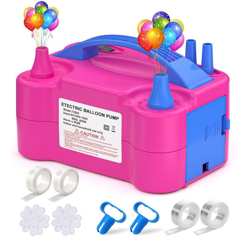 Electric Balloon Pump, 1 Set Portable Dual Nozzle Electric Blower Inflator with Bundling Tools, Party, Sport, Balloon Inflator for Party Decorations