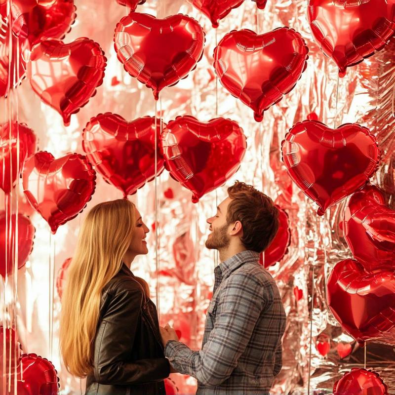 Heart Shaped Foil Balloon, 25 50pcs Romantic Balloon for Birthday Wedding Anniversary Proposal Engagement Decor, Party Decor Supplies