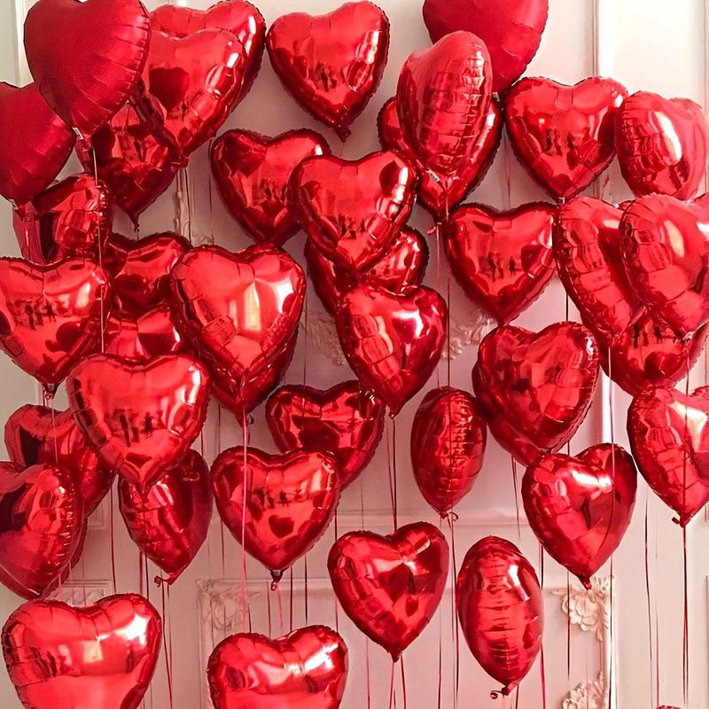 Heart Shaped Foil Balloon, 25 50pcs Romantic Balloon for Birthday Wedding Anniversary Proposal Engagement Decor, Party Decor Supplies