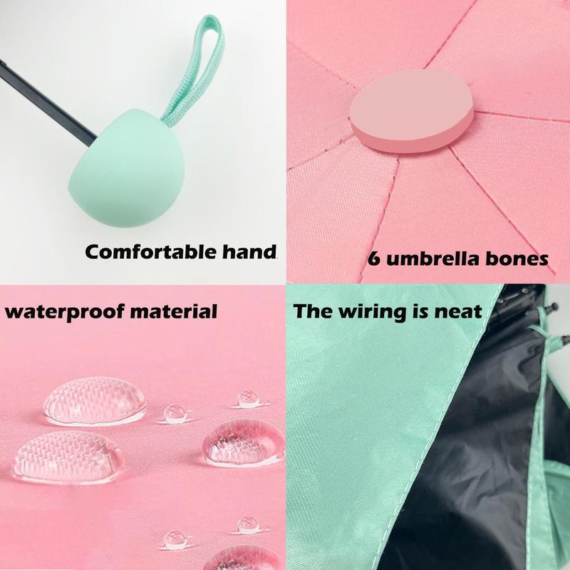 Folding Umbrella, 1 Count Mini Manual Umbrella with Protective Case, Portable Umbrella, Compact Umbrella for Women & Girls