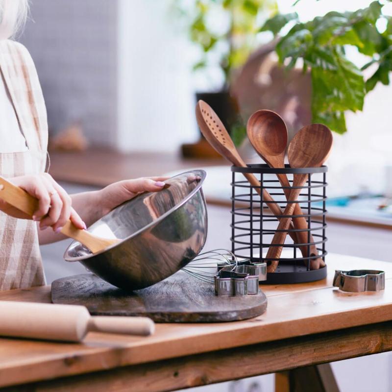 Round Kitchen Utensils Holder, Simple Durable Desktop Kitchen Utensil Holder, Kitchen Utensils Storage Basket, Kitchen Utensil Organizer, Kitchen Organizers