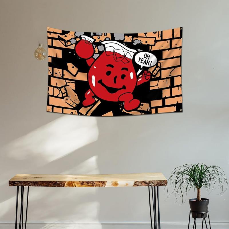 Kool Aid Man Meme Funny Flag 3x5Ft Cool Flags Banner For Man Cave Bedroom Frat College Dorm Room Decor Polyester