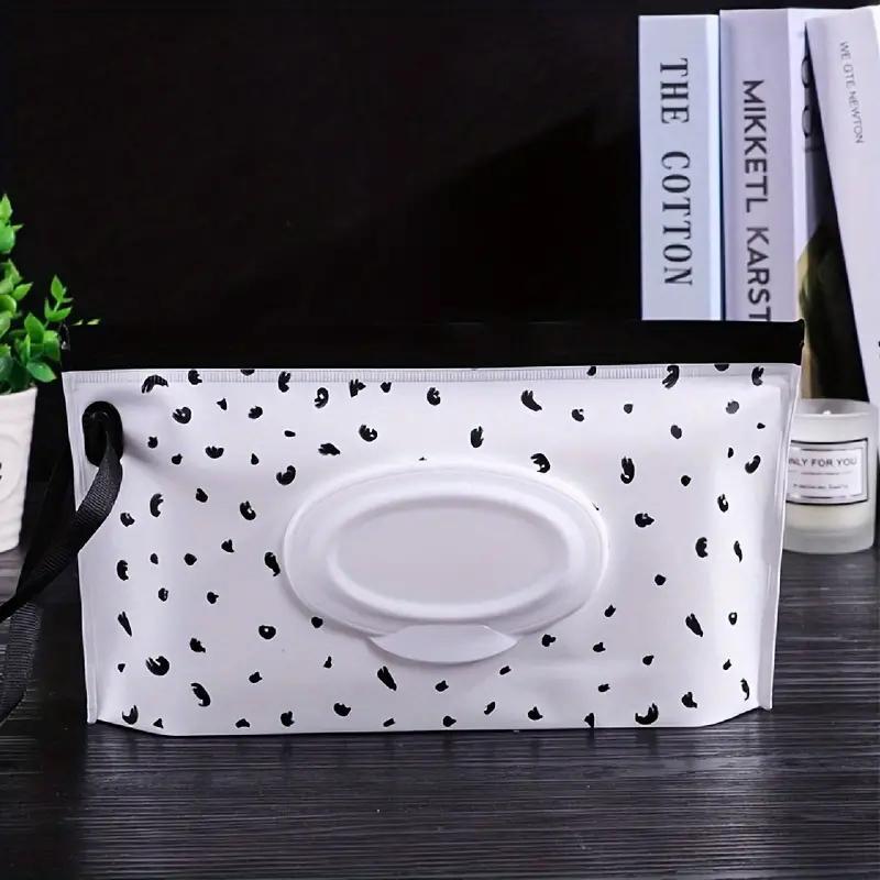 Geometric Pattern Tissue Box, 1 Count Portable Travel Toiletry Bag, Plastic Wet Wipes Bag