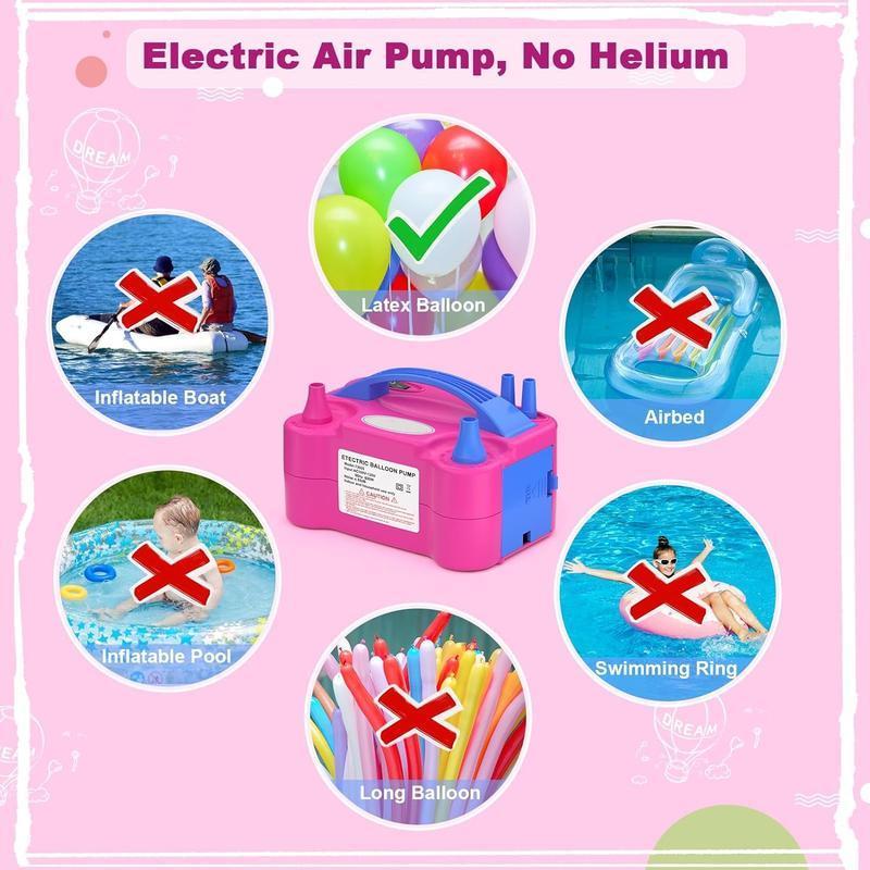 Electric Balloon Pump, 1 Set Portable Dual Nozzle Electric Blower Inflator with Bundling Tools, Party, Sport, Balloon Inflator for Party Decorations