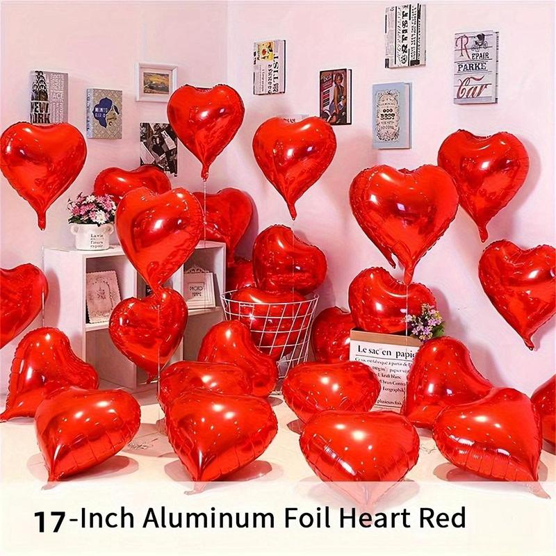 Heart Shaped Foil Balloon, 25 50pcs Romantic Balloon for Birthday Wedding Anniversary Proposal Engagement Decor, Party Decor Supplies