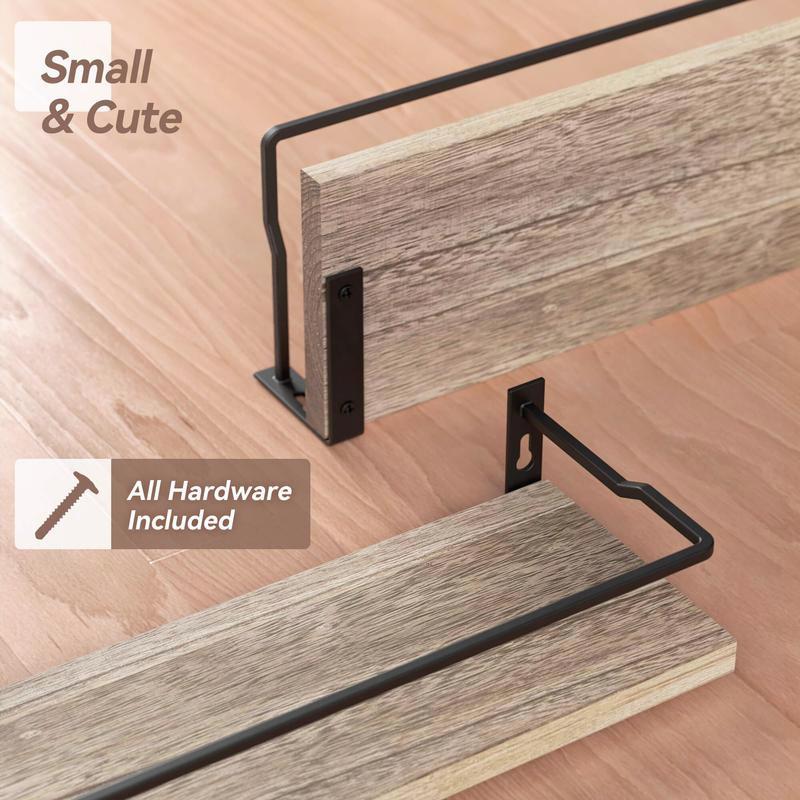 Carbonized Black Bathroom Shelves Set 2! Guard-Rail Floating Shelves, Cute Wall Organizer Decor for Over Toilet Storage