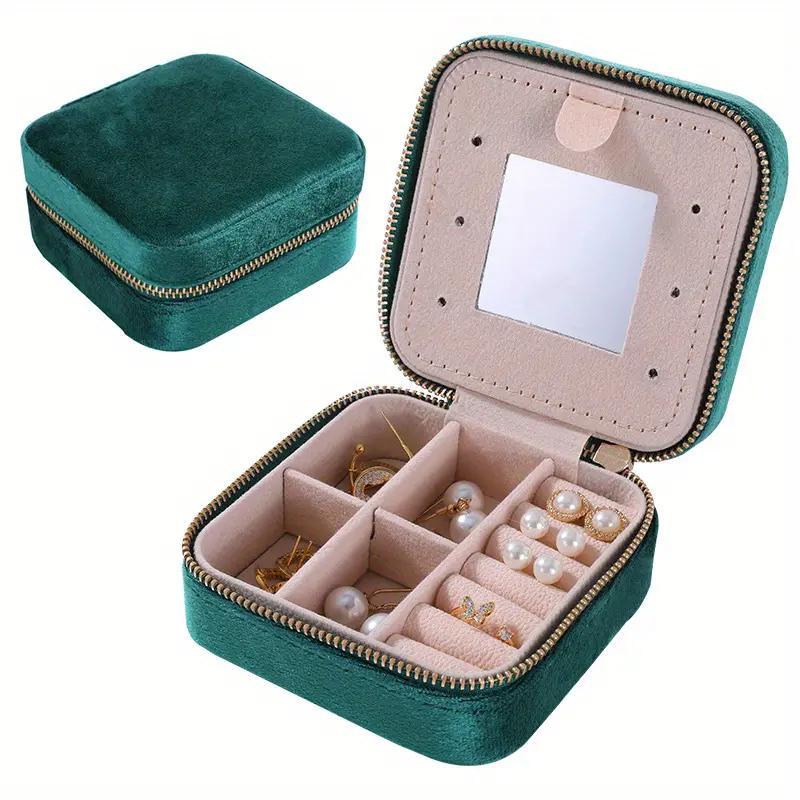 Portable Jewelry Storage Box, 1 Count Square Shaped Travel Jewelry Organizer with Mirror, Dustproof Jewelry Storage Box