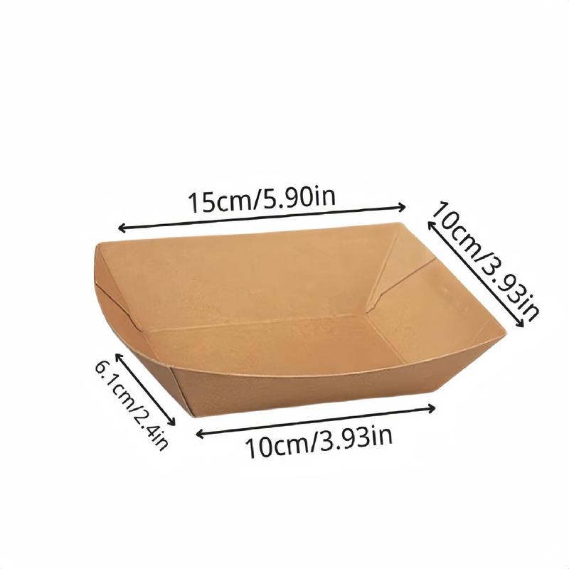 Disposable Food Serving Tray, 25 50 100pcs Kraft Paper Food Boat Tray, Oil-proof Food Take Out Tray for Concession Food and Condiments