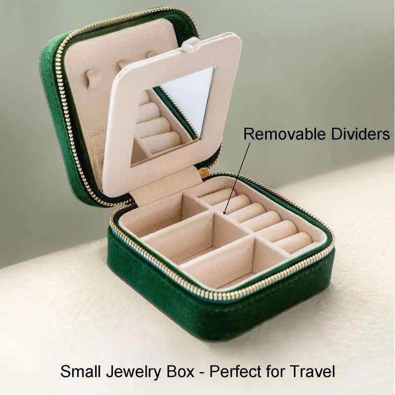 Portable Jewelry Storage Box, 1 Count Square Shaped Travel Jewelry Organizer with Mirror, Dustproof Jewelry Storage Box