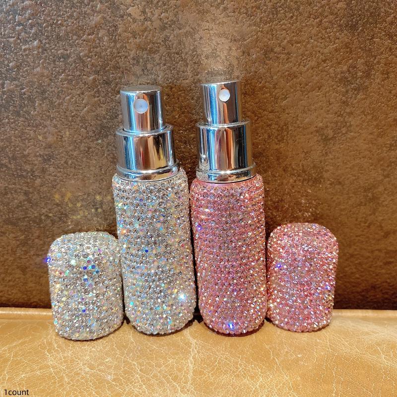 Rhinestone Decorated Empty Perfume Bottle, 10ML Refillable Perfume Bottle, Portable Mini Spray Bottle for Travel, Home Organizer