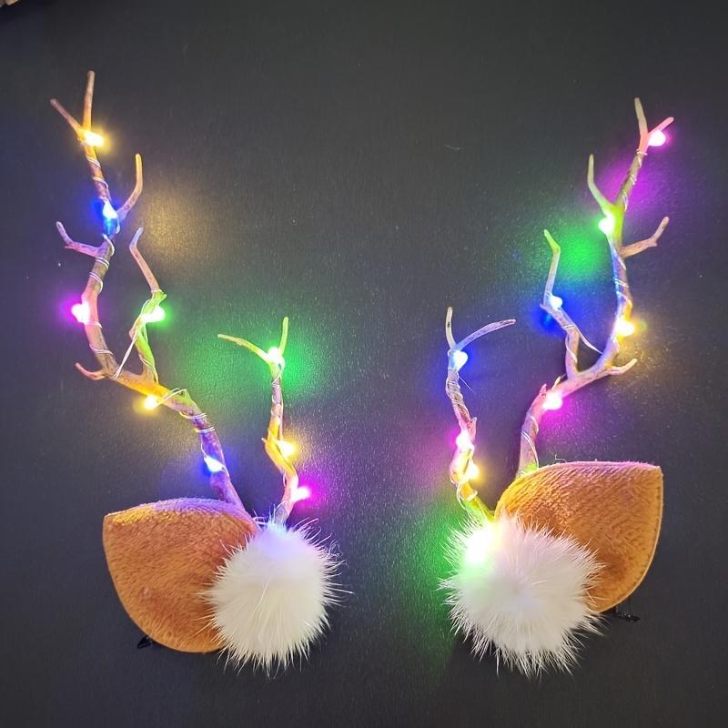 Christmas LED Light Up Deer Antler Headband, 2 Counts 1 Pair Battery Powered Antler Headband, Photo Prop, Festive & Party Supplies