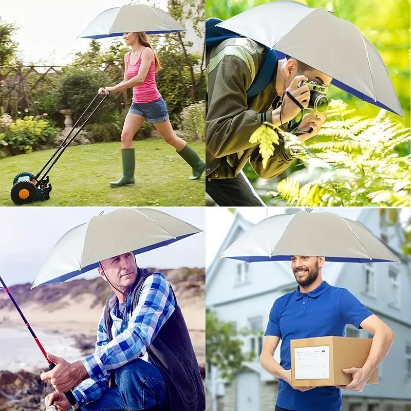 Uv Protection Umbrella Hat, Hands Free Adjustable Umbrella Cap, Sun Protection Folding Umbrella Hat for Fishing, Golf, Camping, Hiking, Beach, and Gardening, Beach Umbrella Summer Umbrella, Fishing Accessories