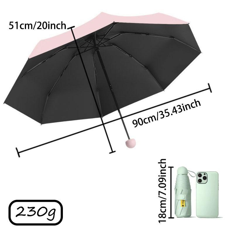 Folding Umbrella, 1 Count Mini Manual Umbrella with Protective Case, Portable Umbrella, Compact Umbrella for Women & Girls